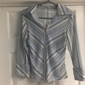 Sheer Striped Button Down Shirt